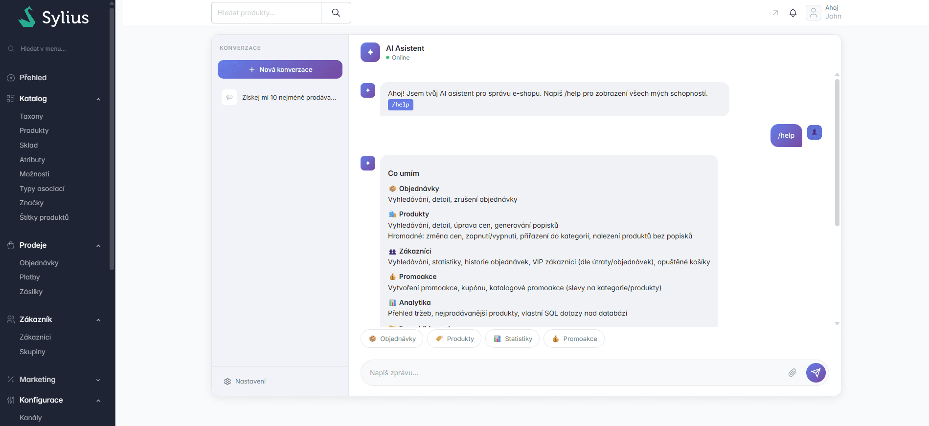 Detailní pohled na dashboard se statistikami prodejů